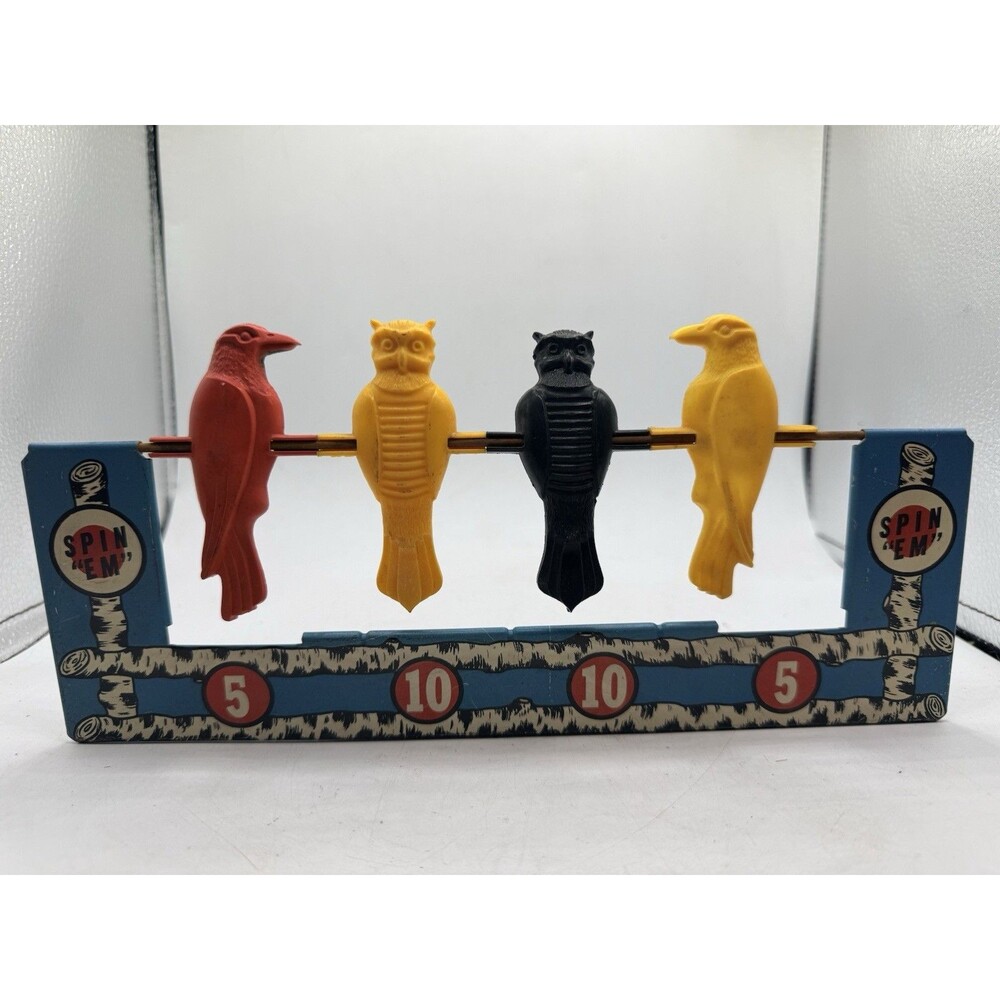 Vintage WYANDOTTE TOYS Metal Tin Spin Em' Shooting Gallery Target Owls Crow Toy